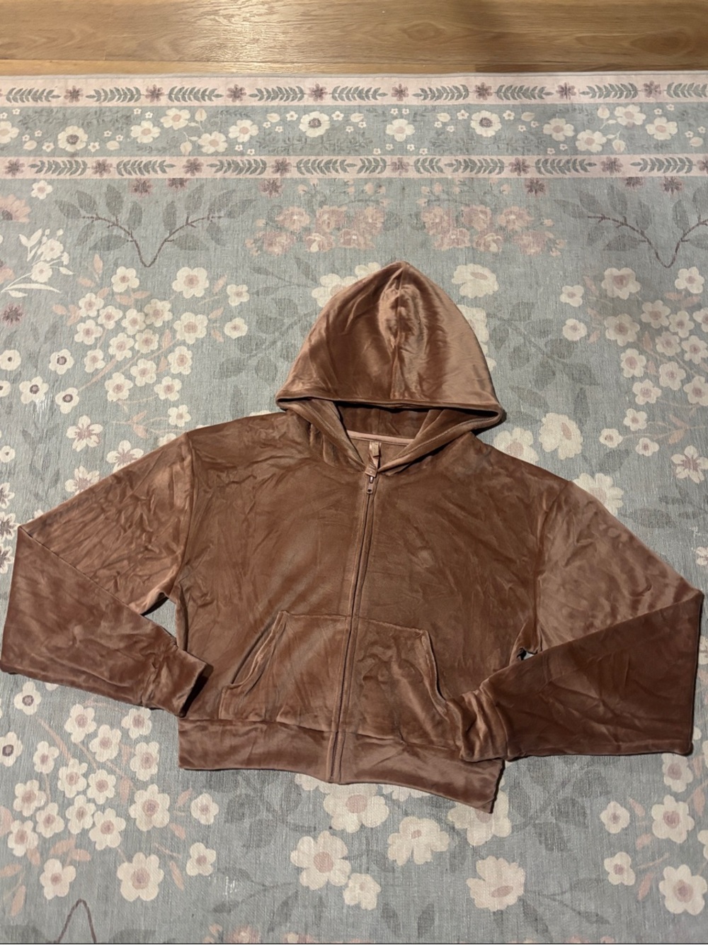 SKIMS Plush Zip Hoodie in Brown